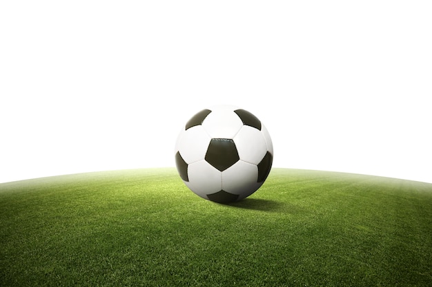 Photo ballon de football sur le terrain de jeu vert concept de football