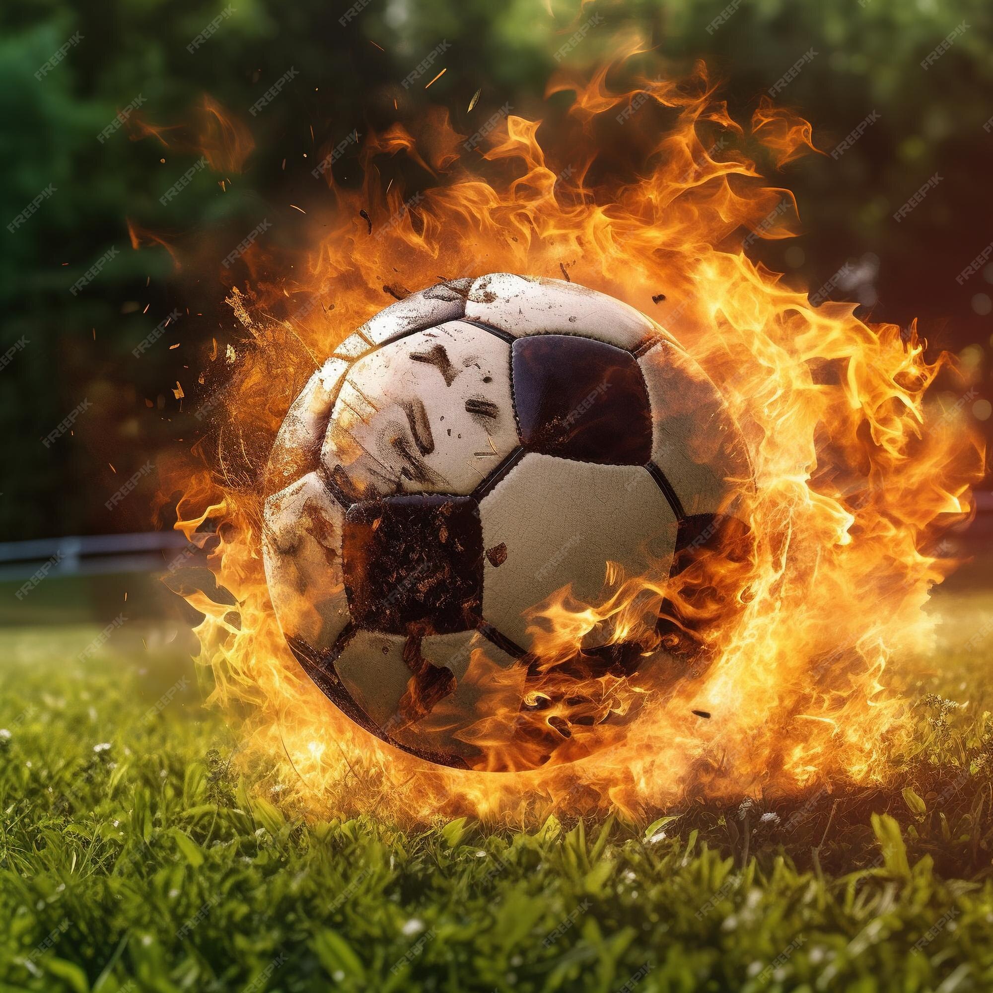 Ballon De Football Volant En Feu Football En Feu