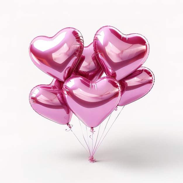 un ballon en forme de cœur rose sur un fond blanc