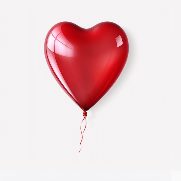 Ballon en forme de coeur rouge isolé sur transparent avec générer Ai