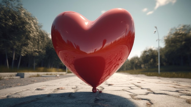 Photo un ballon en forme de coeur s'élevant vers le ciel représentant le potentiel illimité de l'amour