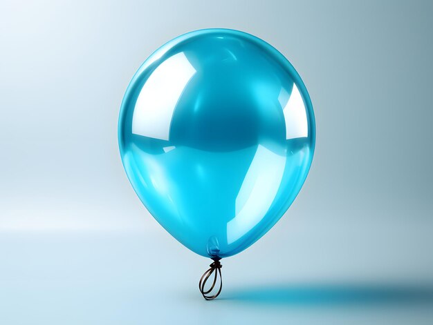 Un ballon d'hélium bleu flottant sur un fond blanc