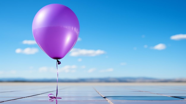 Un ballon de lavande solitaire flottant contre un ciel dégagé