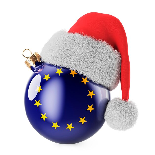 Ballon de Noël avec le drapeau de l'UE et le chapeau du Père Noël