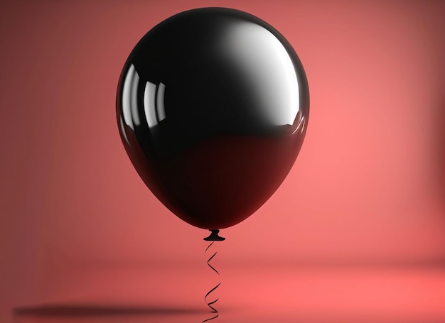 Ballon noir 3D avec corde de fond rouge