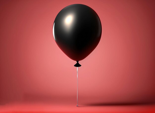 Ballon noir 3D avec corde de fond rouge