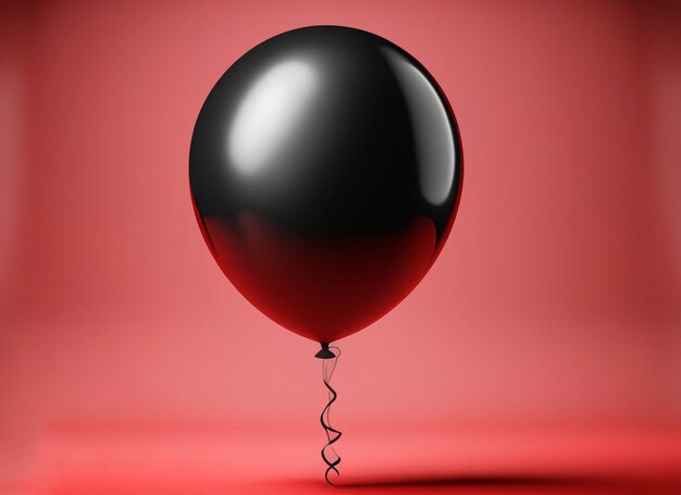 Ballon noir 3D avec corde de fond rouge