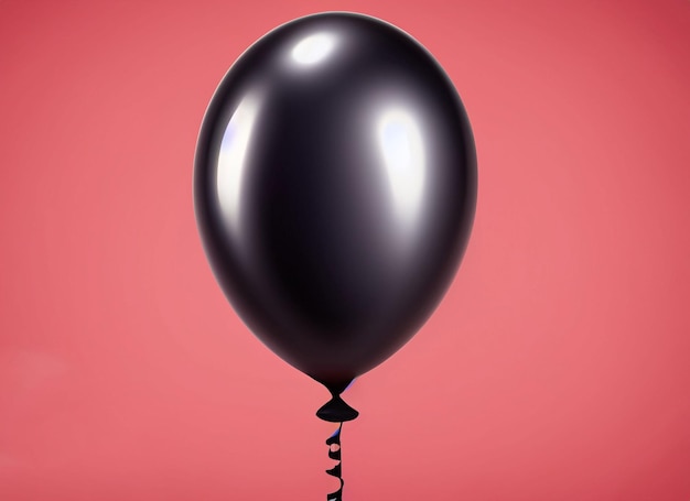 Ballon noir 3D avec corde de fond rouge