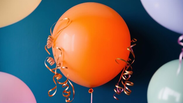 Photo ballon orange sur fond bleu