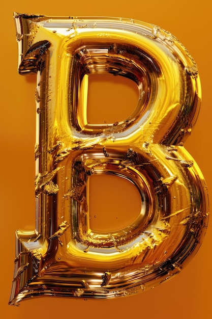 Photo un ballon en papier d'or brillant en forme de lettre b parfait pour les célébrations et les décorations