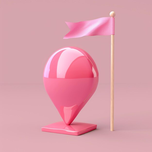 un ballon rose avec un drapeau rose dessus