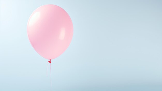 Un ballon rose flottant dans l'air sur une surface blanche