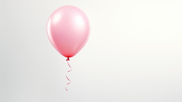 Un ballon rose flottant dans l'air sur une surface blanche