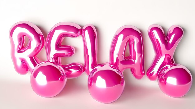 Un ballon rose avec le mot relax écrit dessus