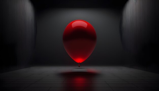 Un ballon rouge est dans un verre avec du sang dessus.