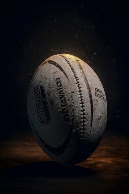 Ballon de rugby sur fond sombre AI généré