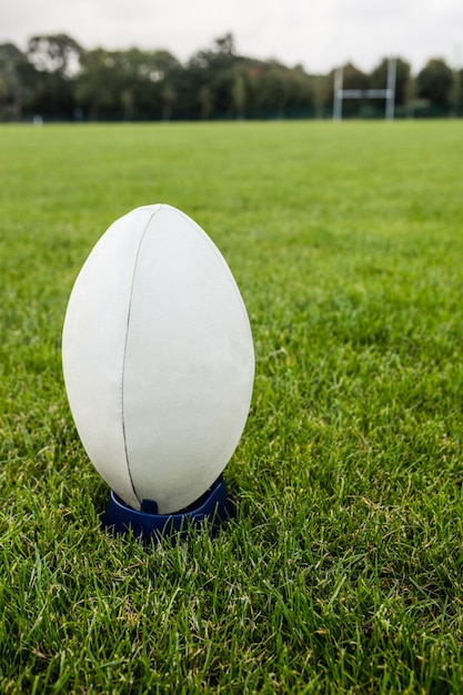 Ballon de rugby sur le terrain