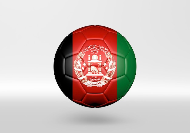 Ballon de soccer 3D avec le drapeau de l'Afghanistan sur fond gris