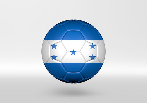 Ballon de soccer 3d avec le drapeau du Honduras sur fond gris