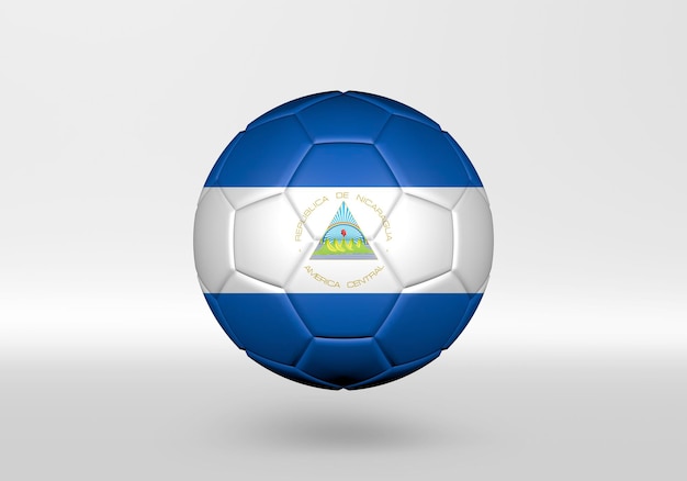 Photo ballon de soccer 3d avec le drapeau du nicaragua sur fond gris