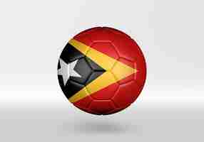 Photo ballon de soccer 3d avec le drapeau du timor oriental sur fond gris