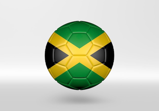 Ballon de soccer 3d avec le drapeau de la Jamaïque sur fond gris