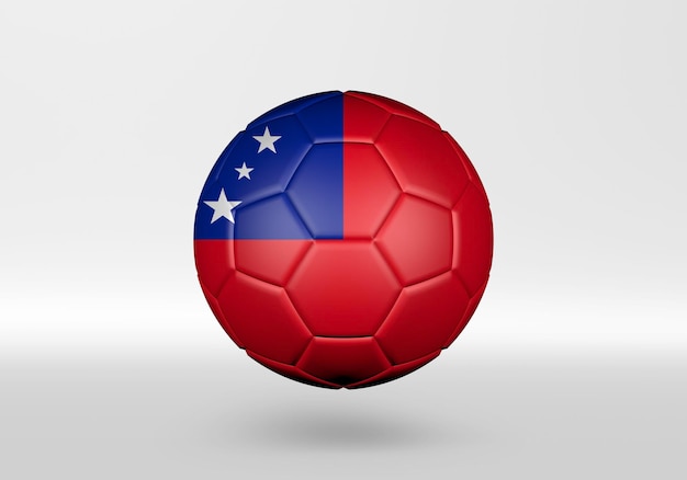 Photo ballon de soccer 3d avec le drapeau des samoa sur fond gris