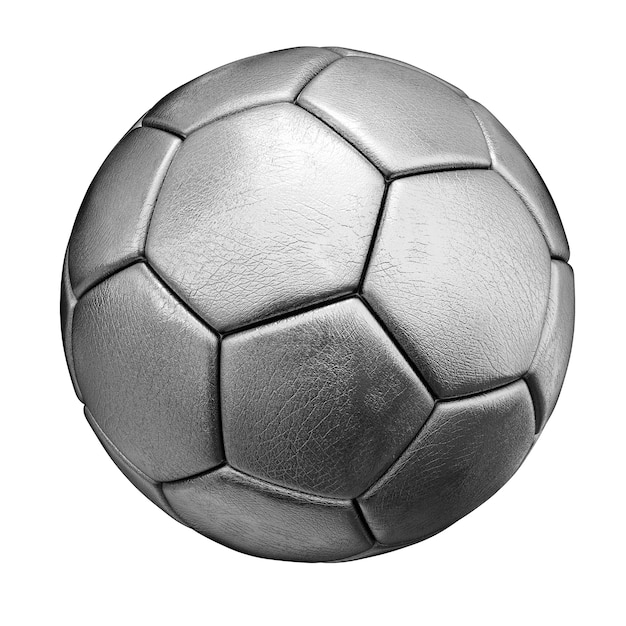 Ballon de soccer argent isolé sur fond blanc