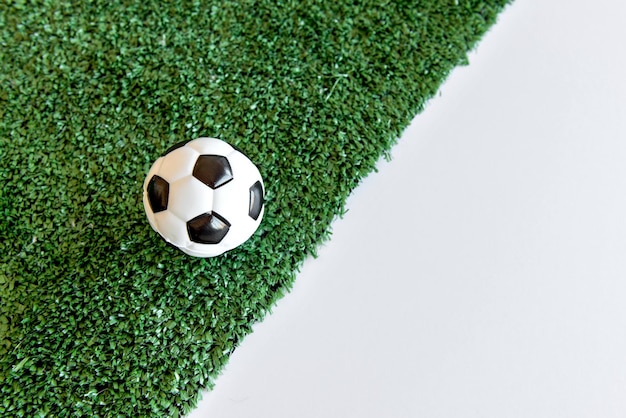 Ballon de soccer sur fond d'herbe blanche