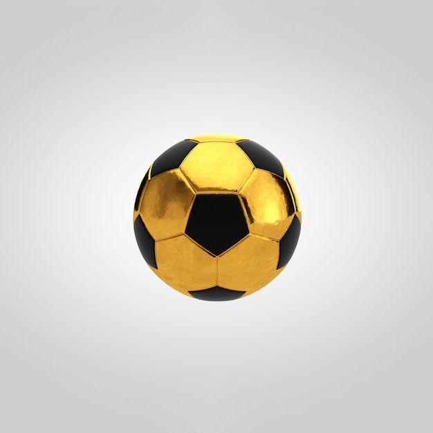 Ballon de soccer d'or sur fond blanc.