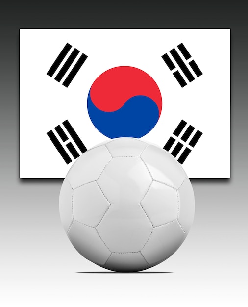 Ballon de soccer vierge avec le drapeau de l'équipe nationale de Corée