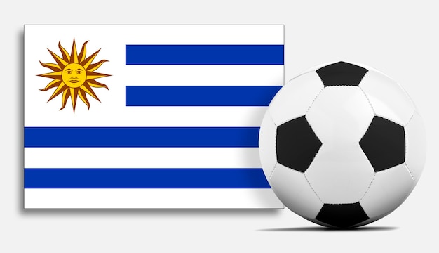 Ballon de soccer vierge avec le drapeau de l'équipe nationale de l'Uruguay