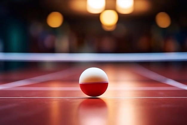 Ballon sur le tennis de table sport ou ping pong sur la table et fond flou dans l'activité jeu net sur l'onglet