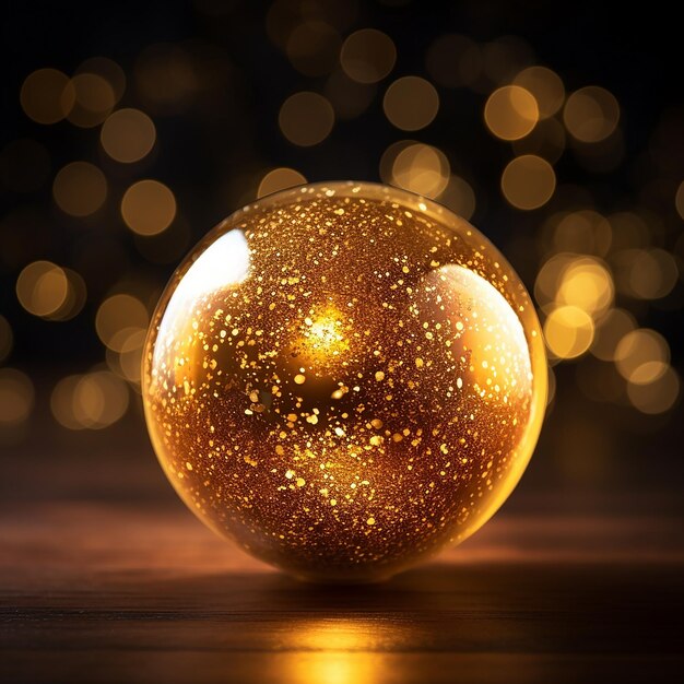 Photo le ballon de verre doré du globe étincelant.