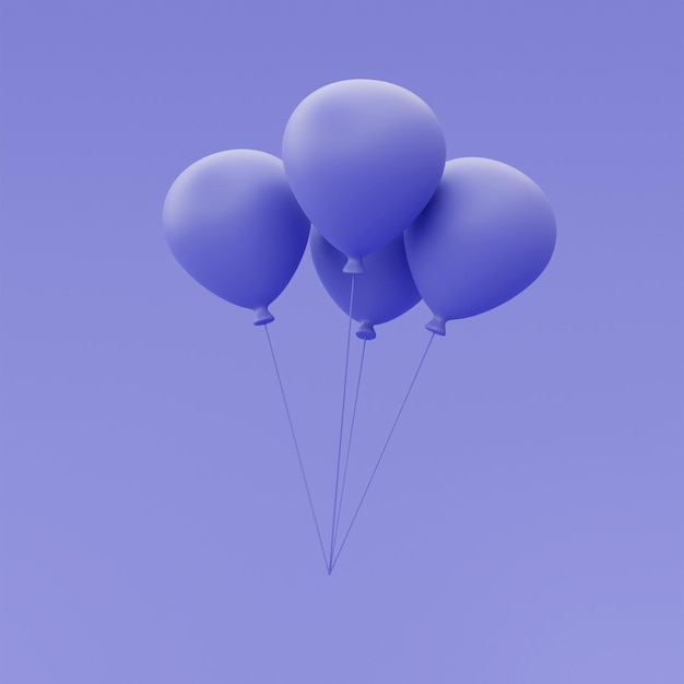 Ballon violet 3d flottant isoléstyle minimalrendu 3d