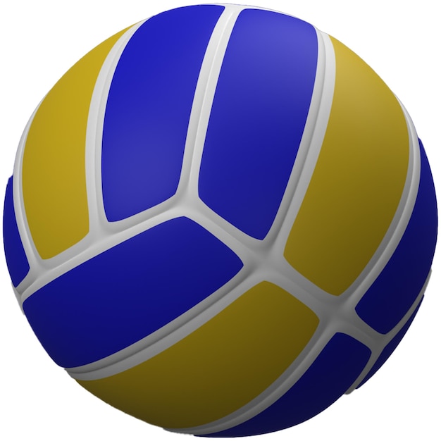 Photo un ballon de volley bleu et jaune avec une bande blanche qui dit 