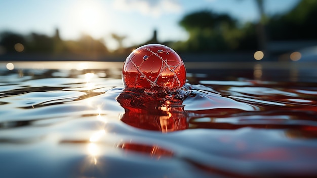 Ballon de water-polo close up focus flou fond vide