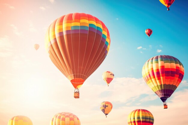 Des ballons à air chaud colorés volent