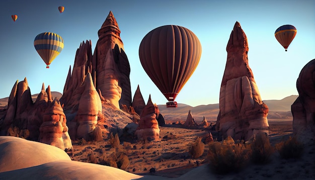 Ballons à air turquie cappadoce vacances Journée mondiale du tourisme 27 septembre AI généré