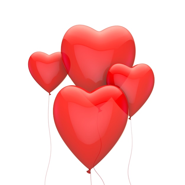 Ballons d'amour coeur rouge saint valentin rendu 3D