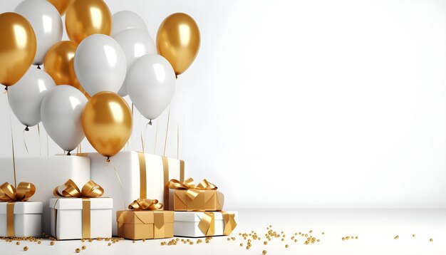 ballons d'anniversaire de luxe doré 3d bonne année confettis fond de vendredi noir