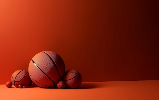 Ballons de basket sur fond rouge avec un fond rouge