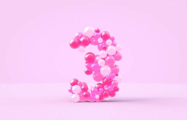Ballons en bonbon rose bonbon numéro 3.