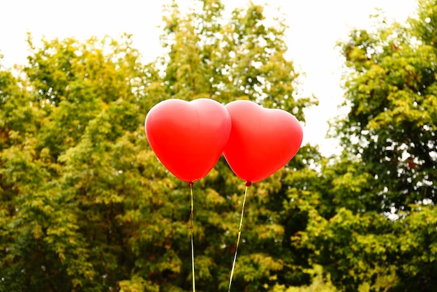 Ballons coeur d'amour, à l'extérieur