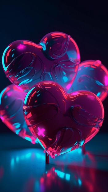 Ballons coeur dans le noir