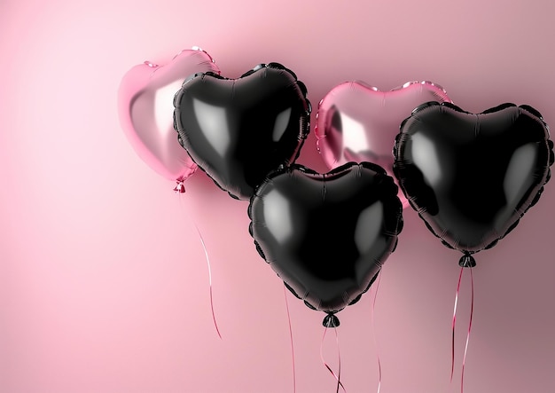 Photo des ballons de cœur esthétiques noirs et roses