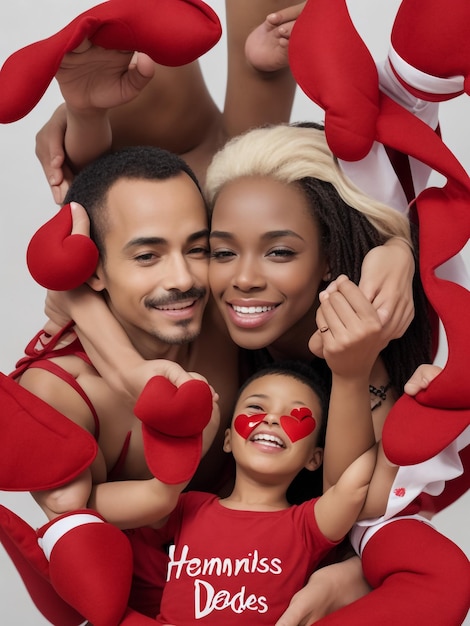 Photo des ballons de cœur rouge sur fond rouge concept de la saint-valentin