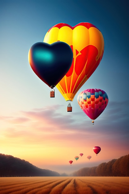 ballons de coeur volant