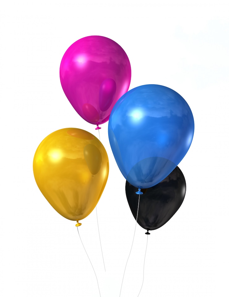 Photo ballons colorés cmjn isolés sur blanc