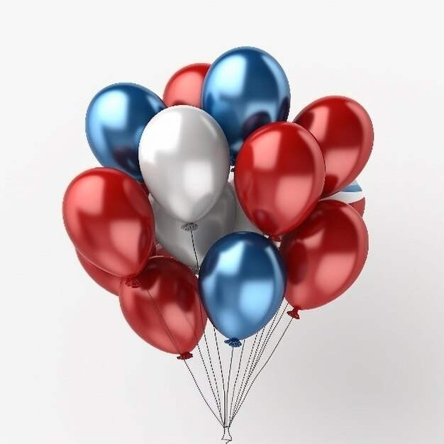 Des ballons colorés dans le drapeau américain sur le fond blanc de l'indépendance